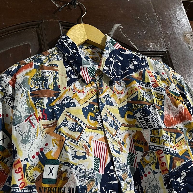 Authentic Model Fashion Abstract Pattern Pocket Casual Shirt, foto 4