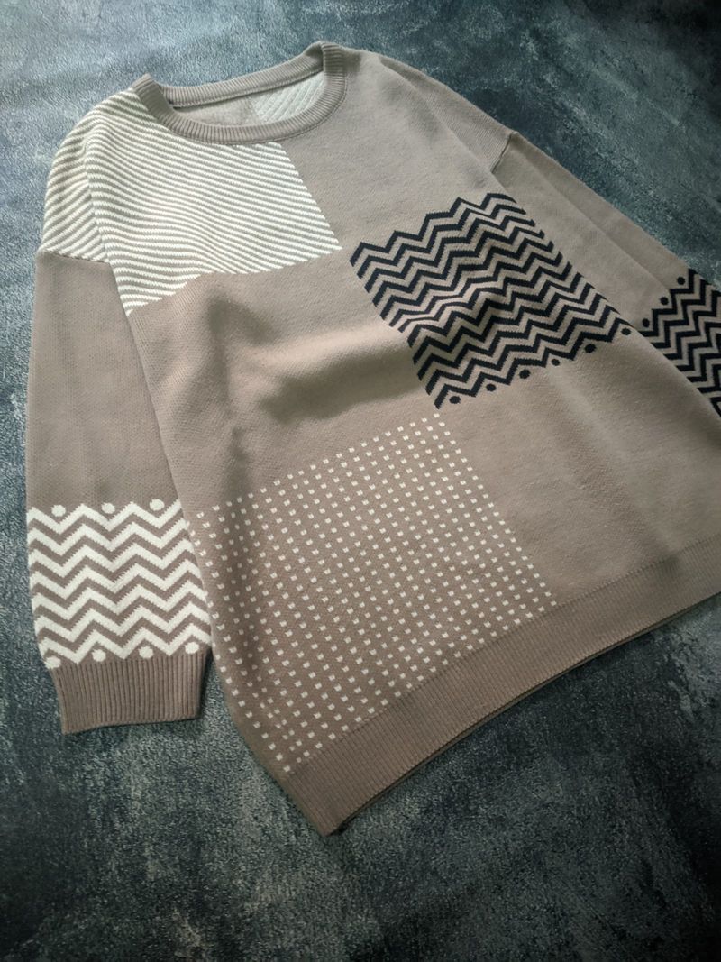 Beige Geometric Knit, foto 2