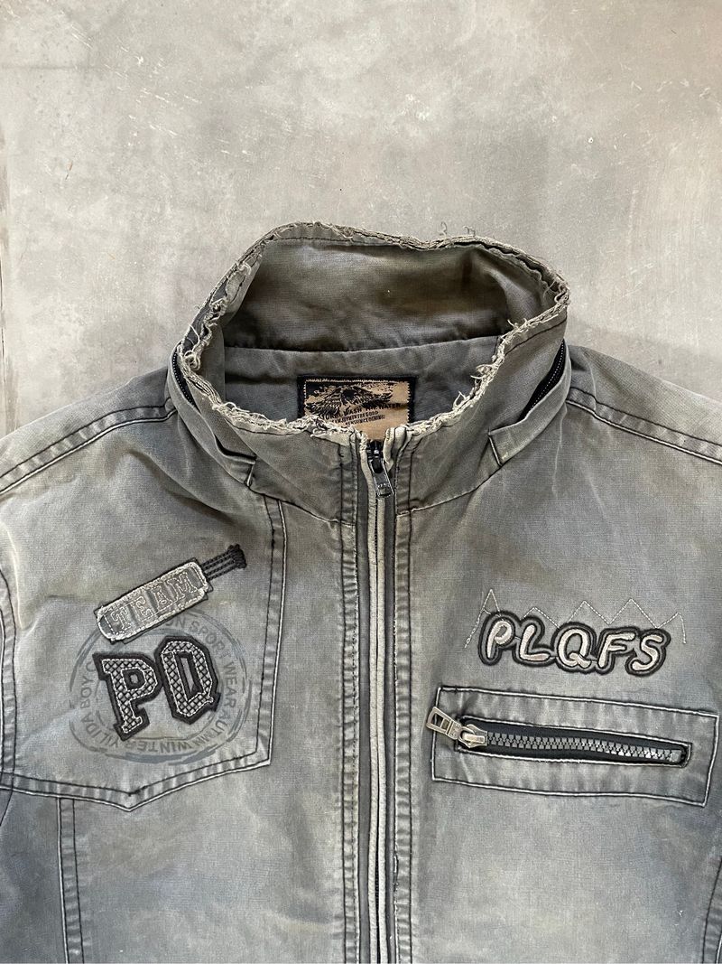 Y2k Grunge Distressed Canvas Jacket Japan Multi Pocket, foto 6