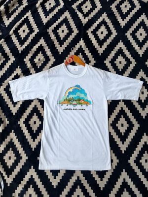 Vintage 80s JAL Japan Air Lines Pop Art Pastoral T-shirt