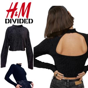 DIVIDED H&M Back Off Elastis Crop Top Turtleneck Long Sleeve