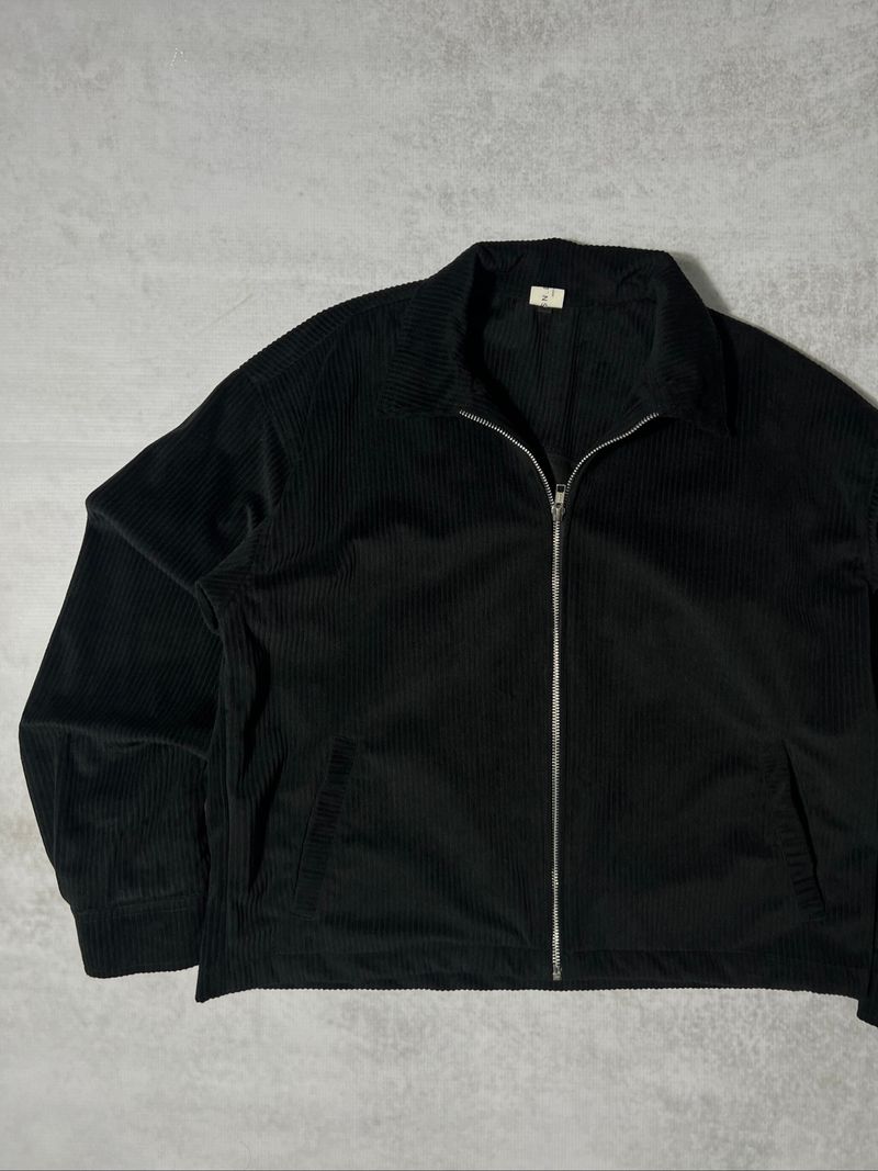 Classic Black Corduroy Zip-Up Jacket Boxy, foto 3