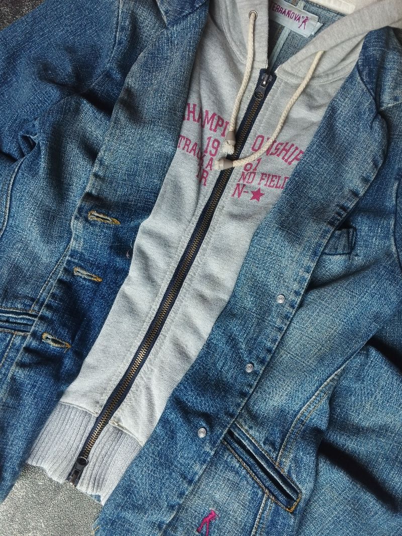 jaket denim Vintage double Zipper, foto 4