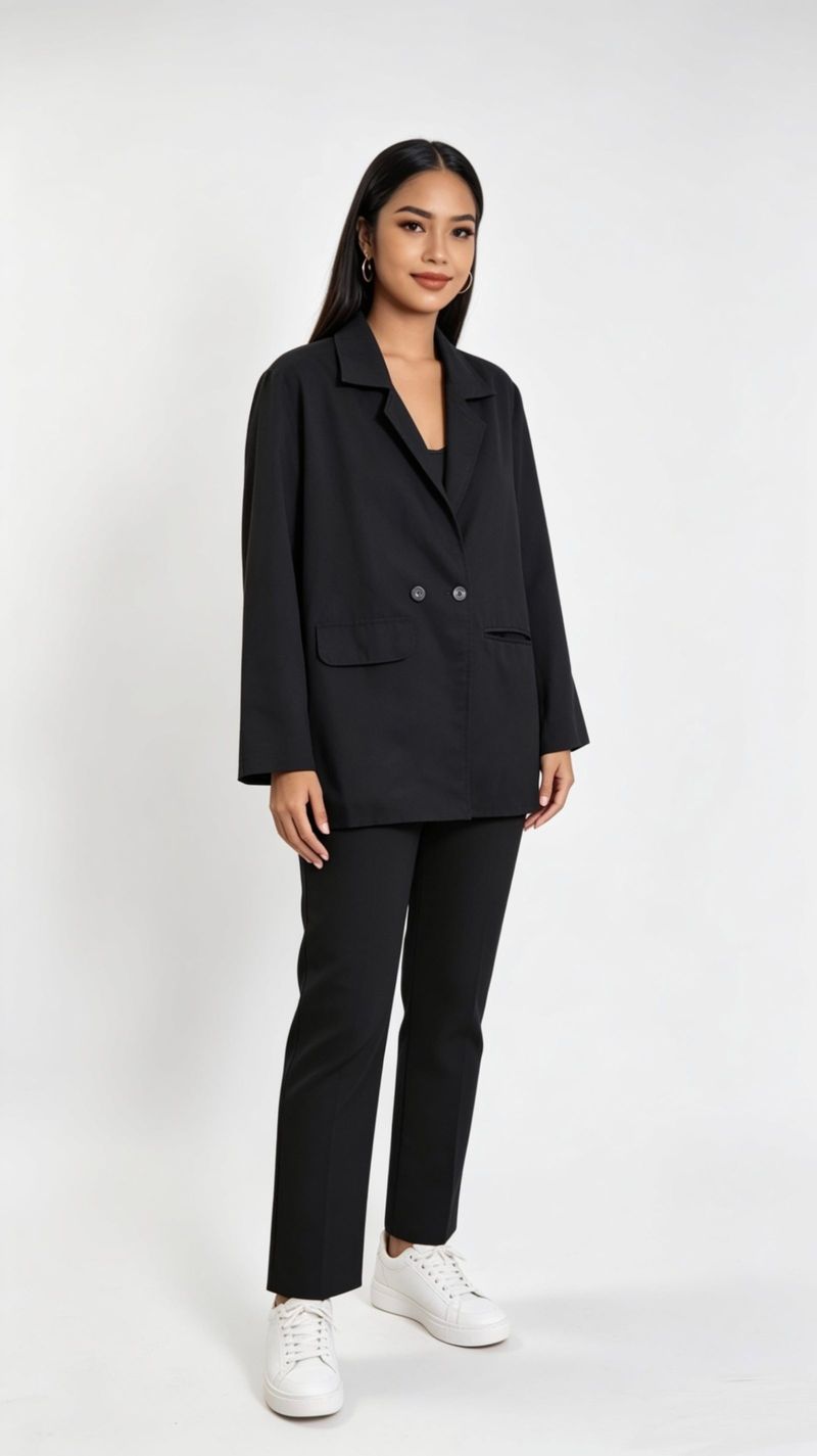 Clo_id Blazer Wanita Hitam Oversize, foto 8