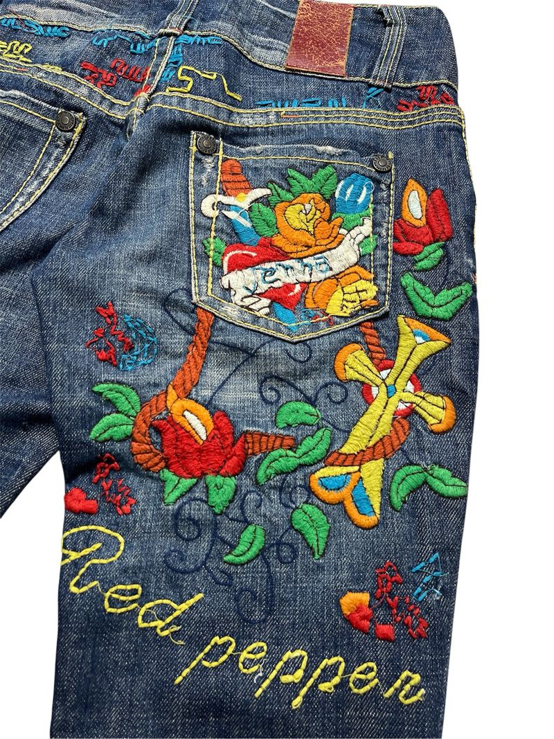 Red Pepper y2k Embroidery Denim Jeans, foto 5