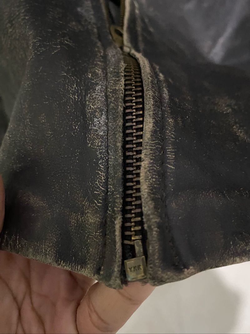 Vintage Distressed Leather Jacket Washed, foto 6