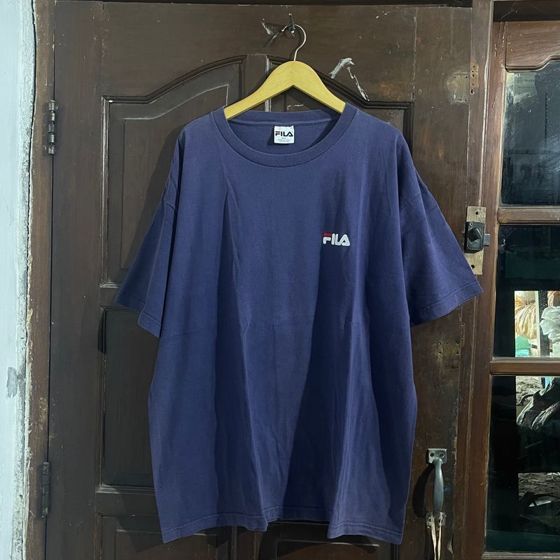 FILA Original Navy Bordir Small Script Print Tee, foto 2
