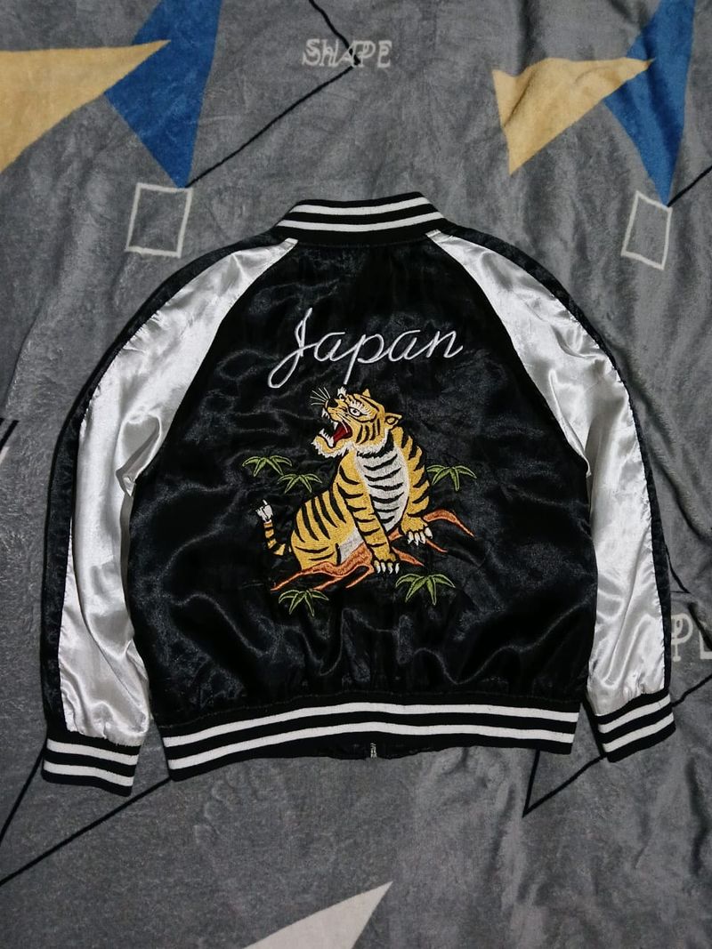 Vintage Y2K Bomber jacket Pria white black, foto 2