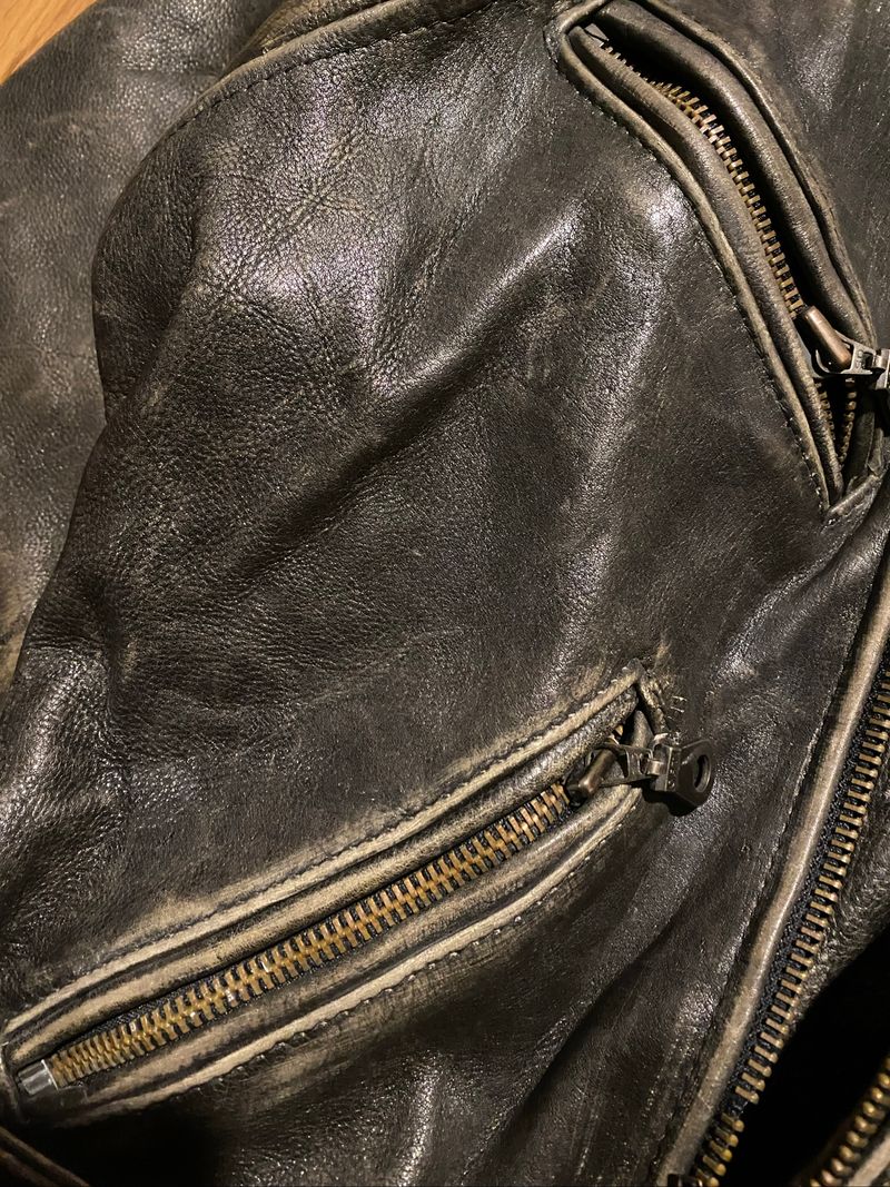 Vintage rare leather jacket biker ramones full grain, foto 5