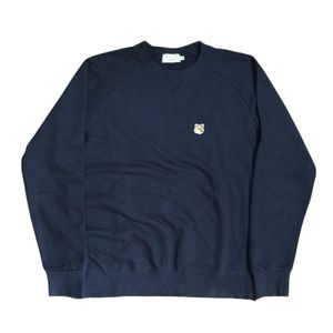 Maison Kitsune Fox Head Patch Classic Crewneck Blue Navy