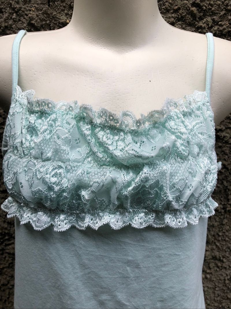 soft blue lacey bust cami tank top, foto 2