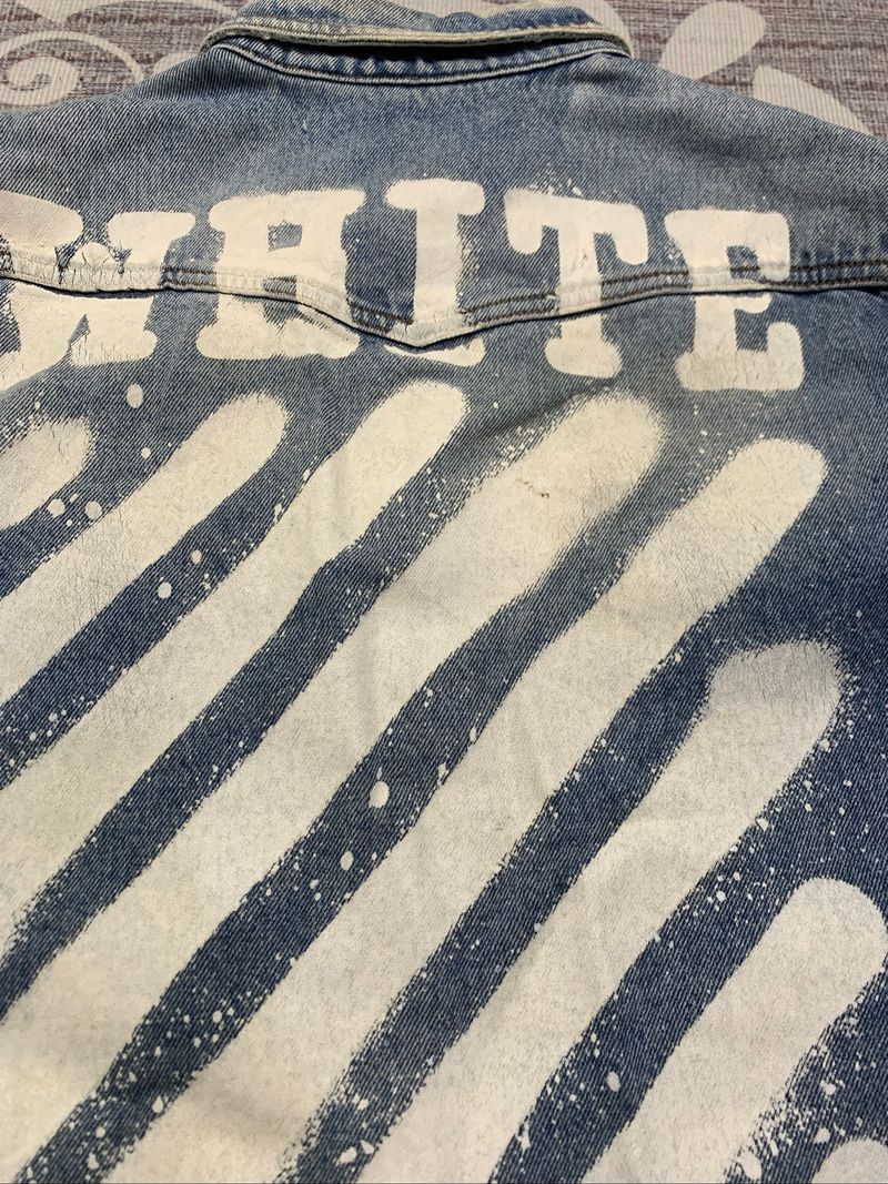 OFF WHITE DENIM JACKET SPRAY PRINT, foto 3