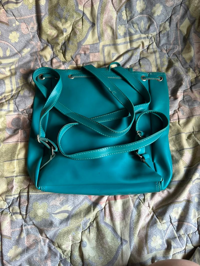 Ransel Kulit Pebbled Leather – Biru, foto 4