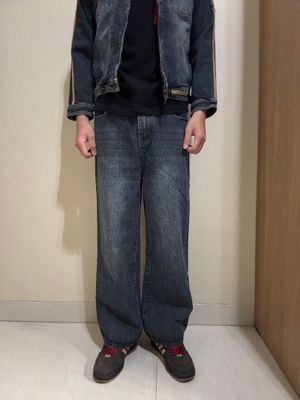 blue navy baggy jeans