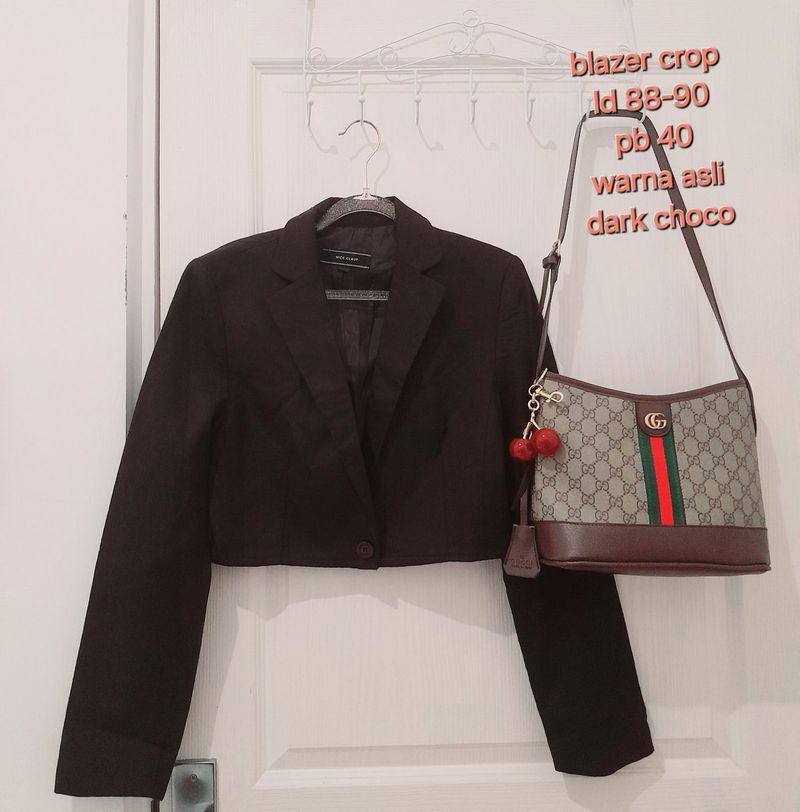 Crop blazer dark choco, foto 2