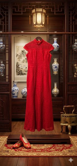 Dress Cheongsam Imlek Merah Panjang