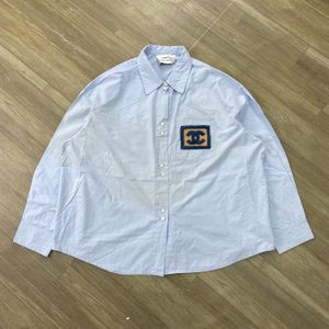 Luxury Chanel Identification Logo Wool Denim Shirt