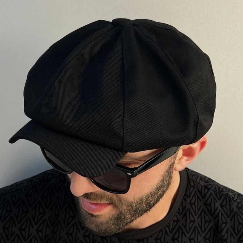 Black Cotton Newsboy Cap, foto 2