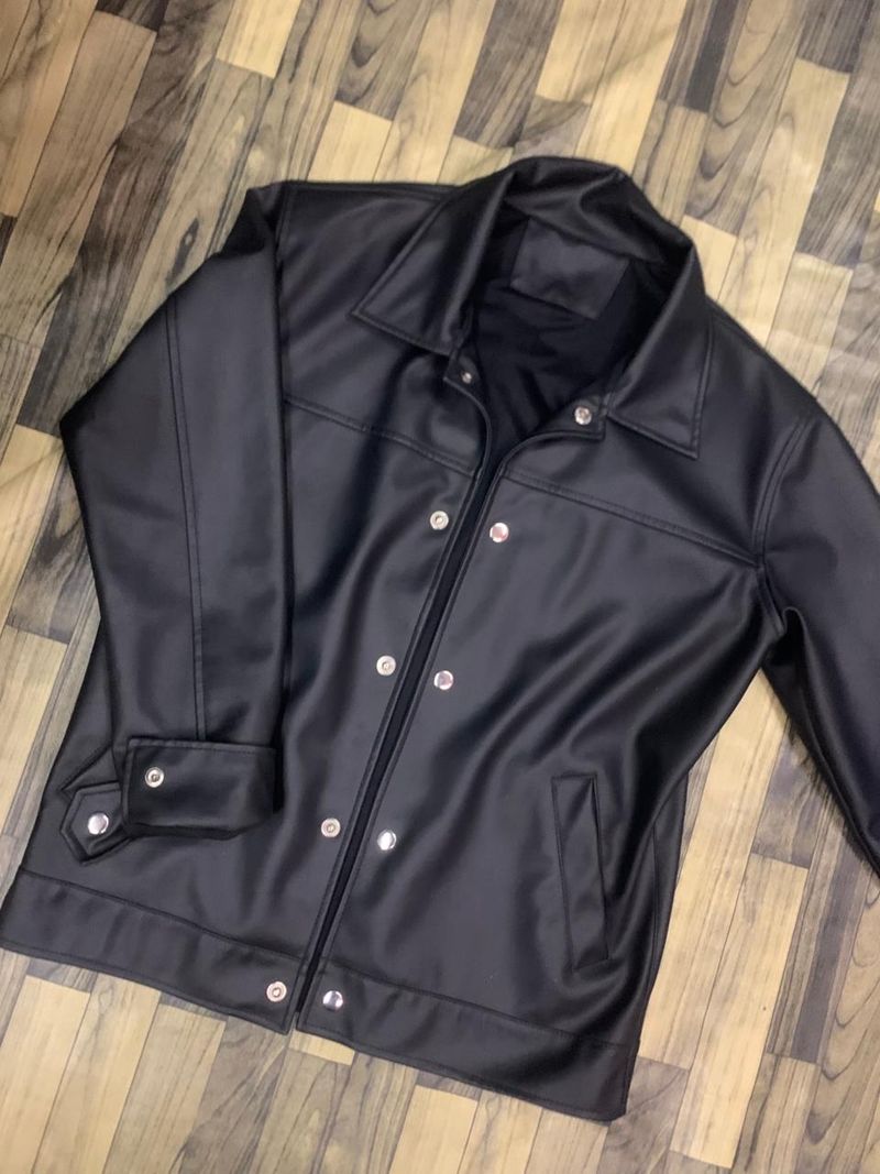 Casual Leather jacket Pria black, foto 2