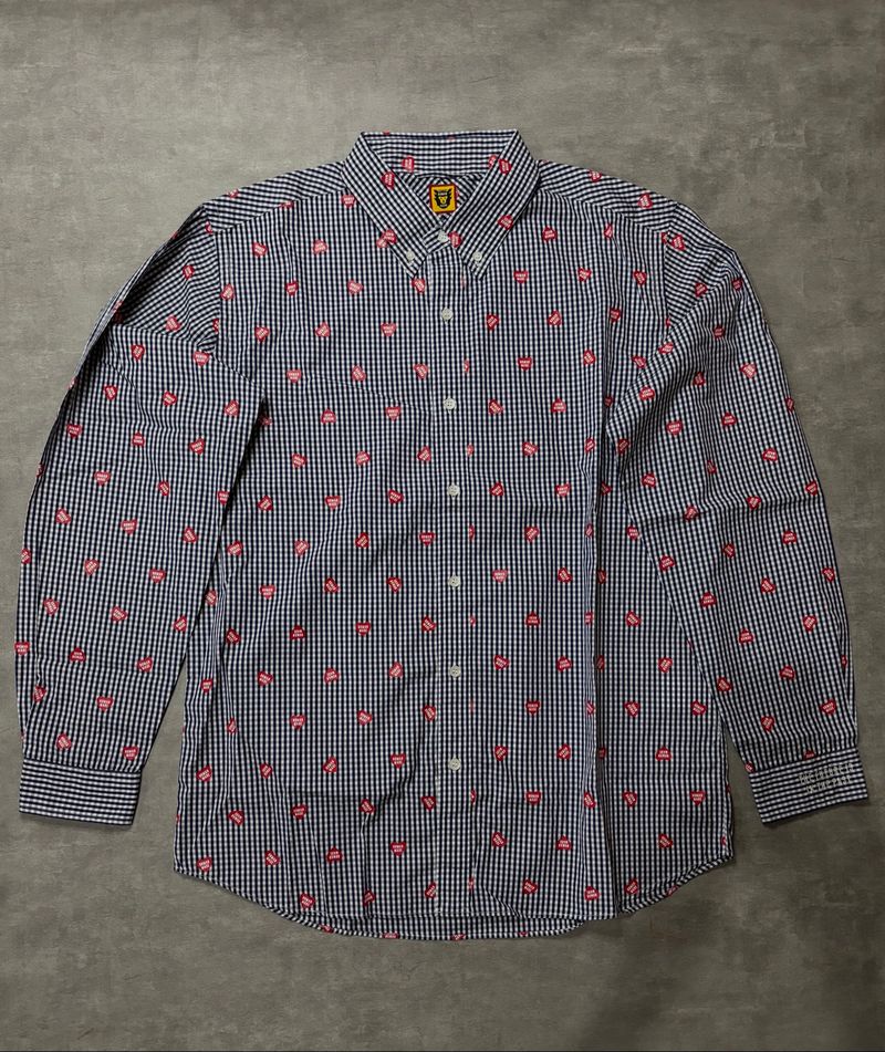 Human Made Heart Gingham Check Shirt 'Navy - Preloved