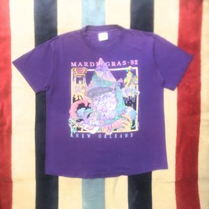 Vintage 90s Mardi Gras NOLA 1992 Single Stitch Boxy-Fit Tee