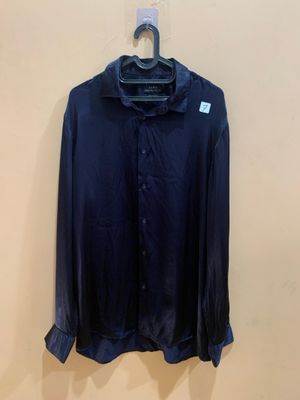 Kemeja Zara Biru Dongker Silk