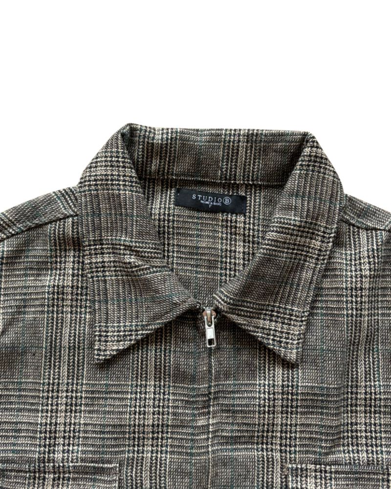 Brown Pattern Zipper Jacket by STUDIO B, foto 4