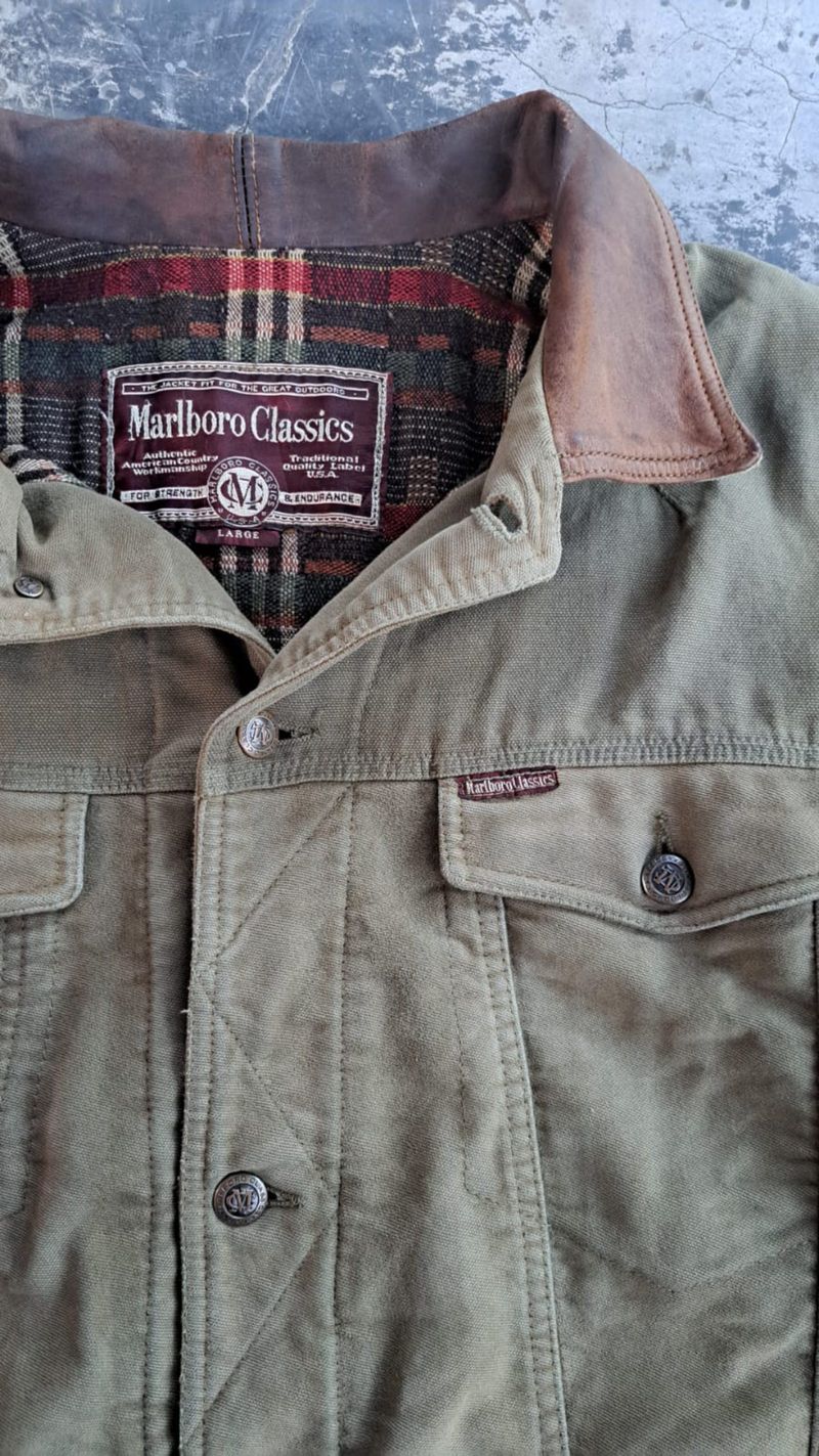 Vintage Work Jacket Marlboro classics 00's Leather Collar, foto 4