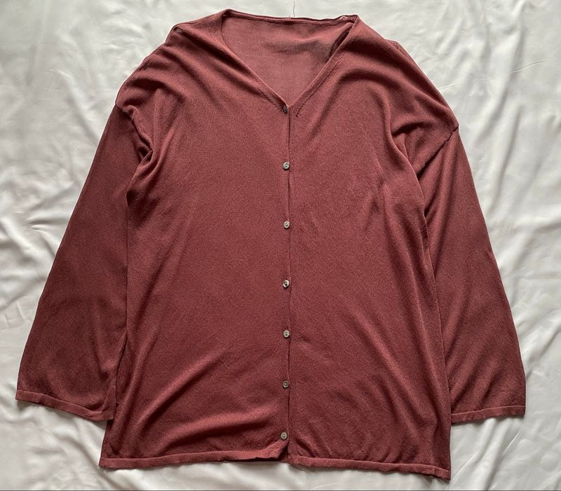 [Free baca caption‼️] Cardigan - brick red/merah bata, foto 2