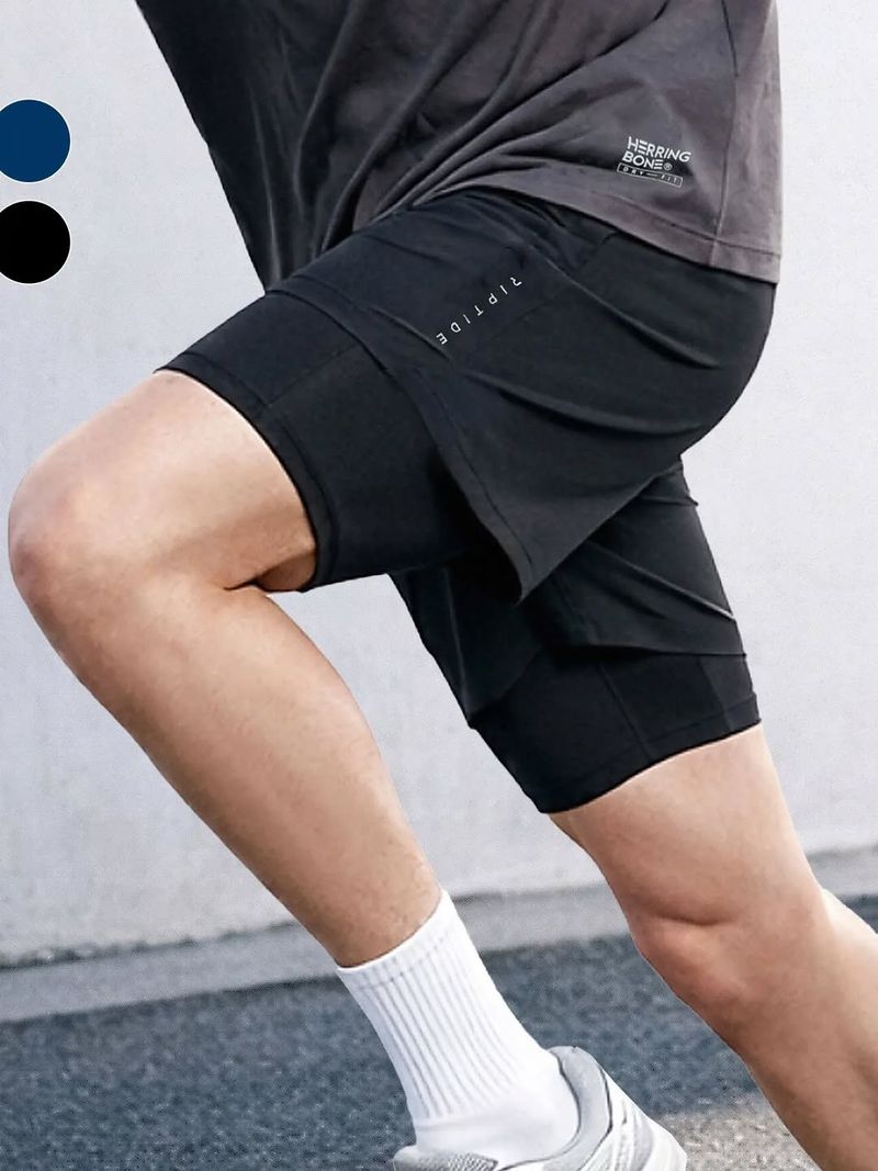 HERRINGBONE DOUBLE LAYER RUNNING SHORT PANTS | CELANA PENDEK, foto 7