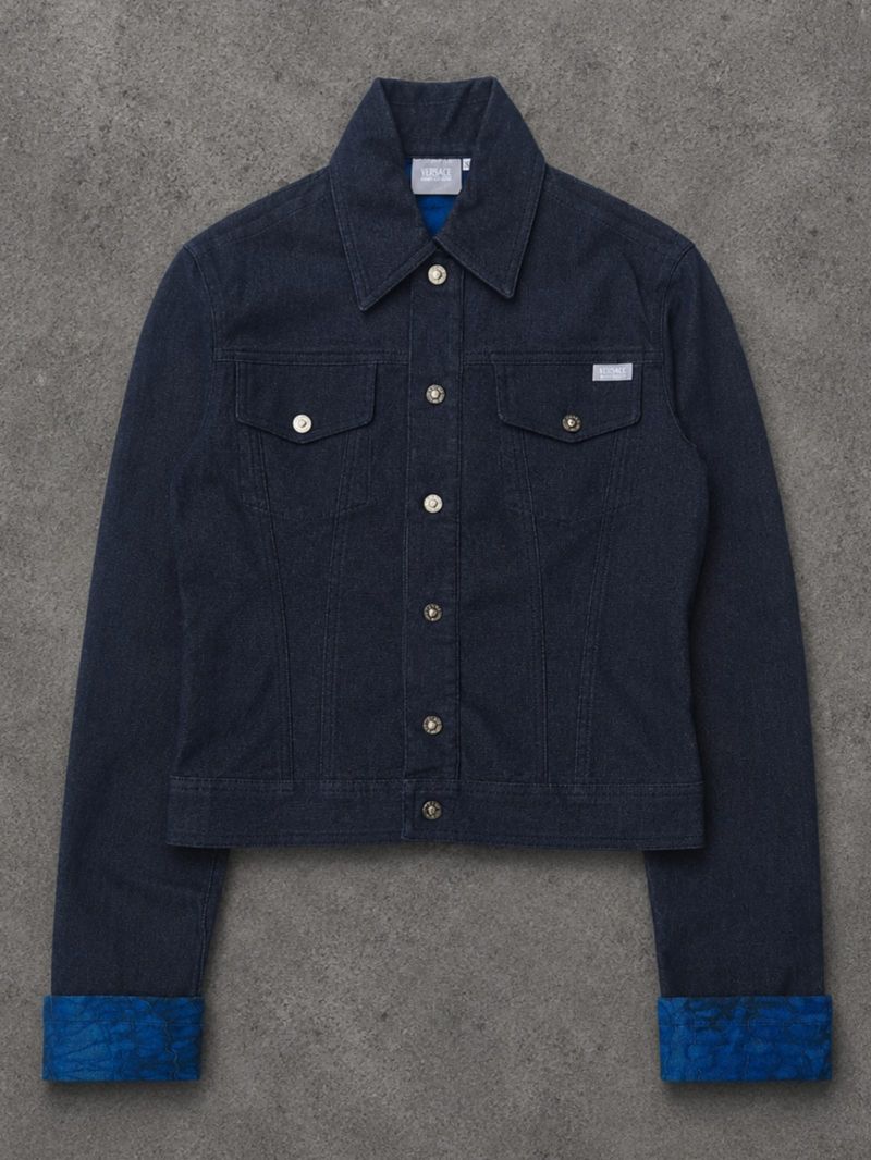 VINTAGE 90'S VERSACE MEDUSA BUTTON DENIM JACKET, foto 4
