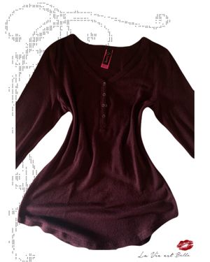 Long-sleeve Henley top or loungewear shirt