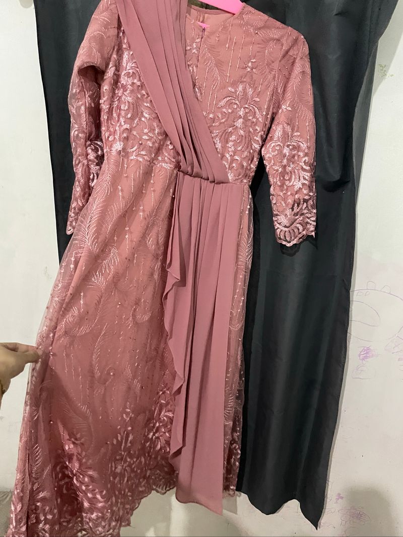 Gamis brukat pink muat bb 40-60, foto 2