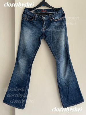 Blue cult vintage denim jeans boot cut women y2k