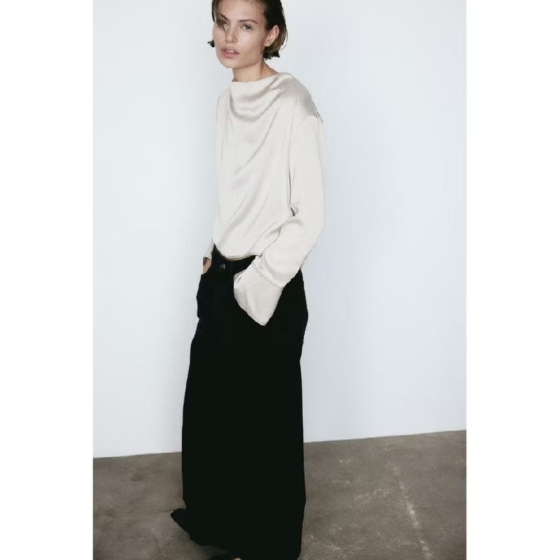 H&M cowl-neck satin blouse NEW, foto 4