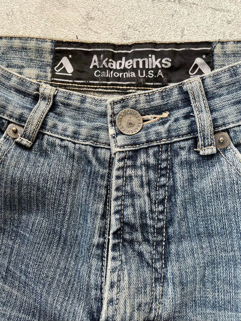 Y2K Akademiks Washed Blue Flared Bootcut Jeans, foto 9