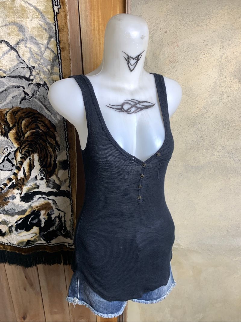 Zara Black Fitted Pocket Button Tanktop (S), foto 2