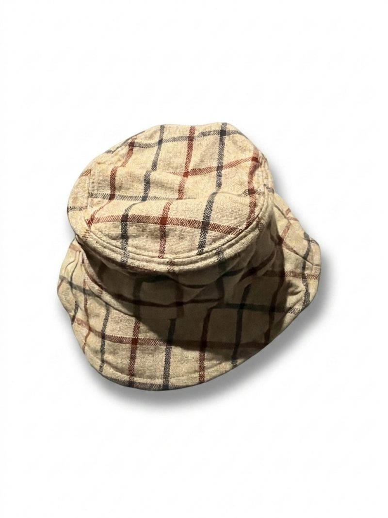 Vintage Wool Bucket Hat Check Beige, foto 2