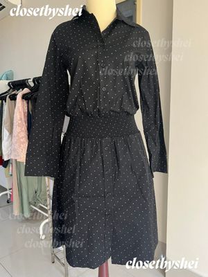 m)phosis mphosis polkadot shirt dress midi long sleeve