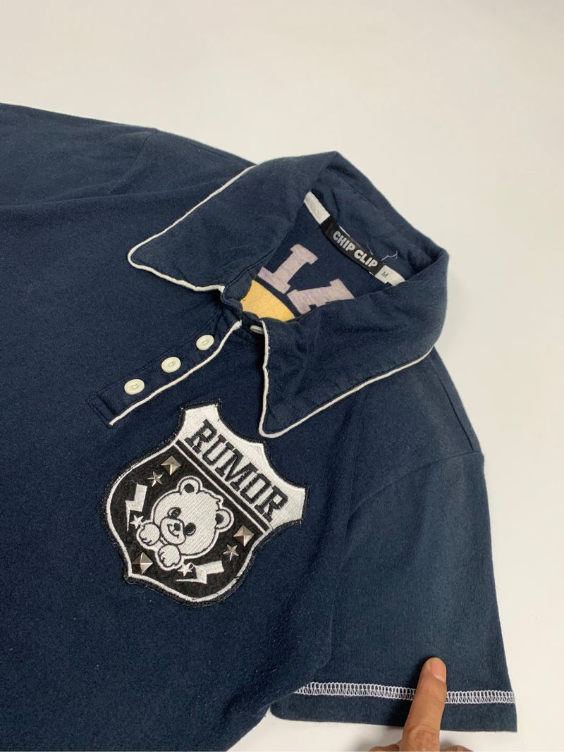 Y2k Chip Clip Polo Tee Poem Graphic, foto 2