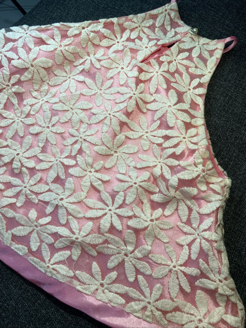 Pink Floral Embroidered Halter Top, foto 3
