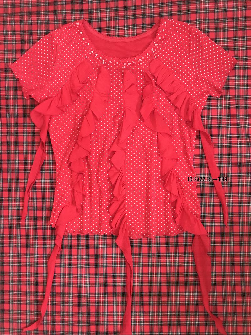 Asymmetrical Red Polkadot Top, foto 6