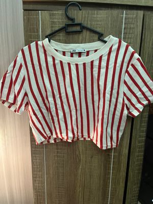 h&m stripes crop top