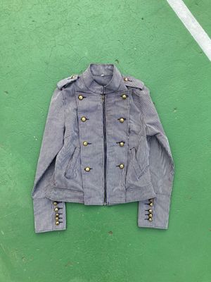 Pinstripe Military Jacket Gold Button Napoleon Style