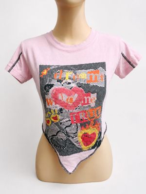 Brandy With Me Pink Graphic Baby Tee Y2K Crop Top Size S