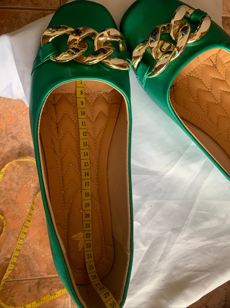 sepatu flat shoes green gold, foto 10