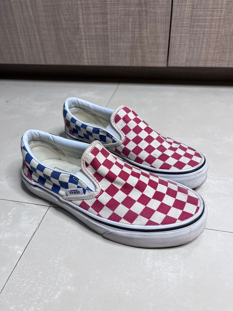 Red White And Blue Checkered Vans Vans Old Skool Red White Blue