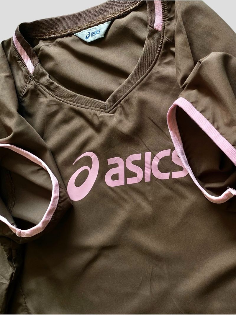 Asics Volleyball Warmup Jerseys Brown Pink Side Pockets, foto 5