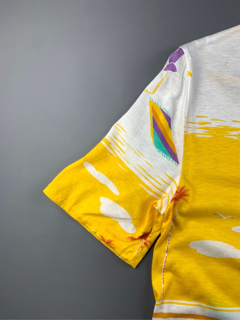 1990s Robert Alexandre Beach Panorama Art Blend Tee (M), foto 6