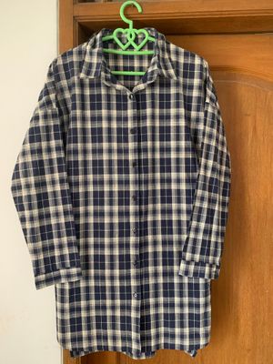 kemeja navy blue kotak kotak
